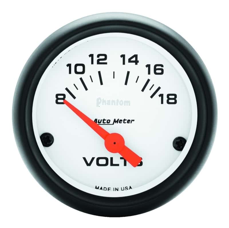 AutoMeter — Autometer Phantom 52mm 8-18V Electronic Voltmeter Gauge
2" VOLTMETER, 8-18 V - view 1