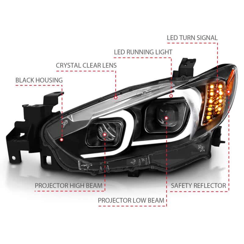 ANZO — ANZO 2014-2015 Mazda 6 Projector Headlights w/ Plank Style Design Black
Head Light Set
HdLtSet - view 7