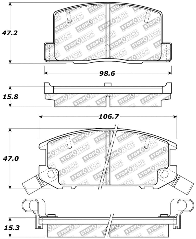 Stoptech — StopTech Performance 1/90-95/00-05 Toyota MR2/Spyder Rear Brake Pads
Sprt Brk Pad W/Hdwr - view 2