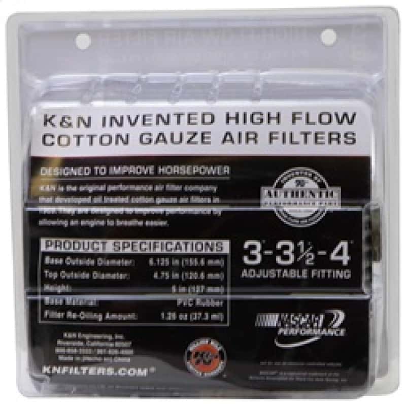 K&N Engineering — K&N Universal Filter Chrome Round Tapered White - 4in Flange ID x 1.125in Flange Length x 5.5in H
Universal Clamp-On A
Clamp-on Air Filter - view 8