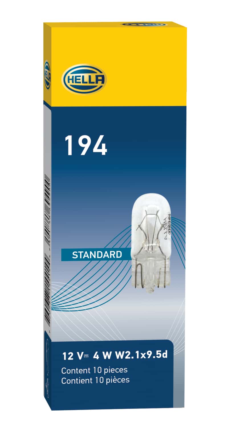 Hella — Hella Bulb 194 12V 4W W2.1x9.5d T3.25 (Min. Order QTY 10)
194 Incan Bulb - view 5