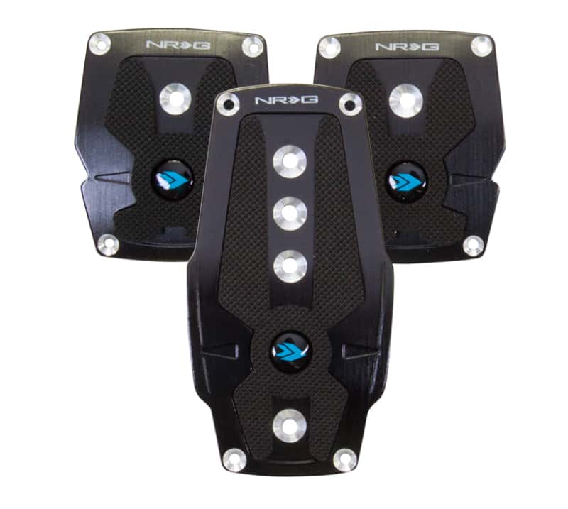 NRG — NRG Brushed Aluminum Sport Pedal M/T - Black w/Black Rubber Inserts - view 1