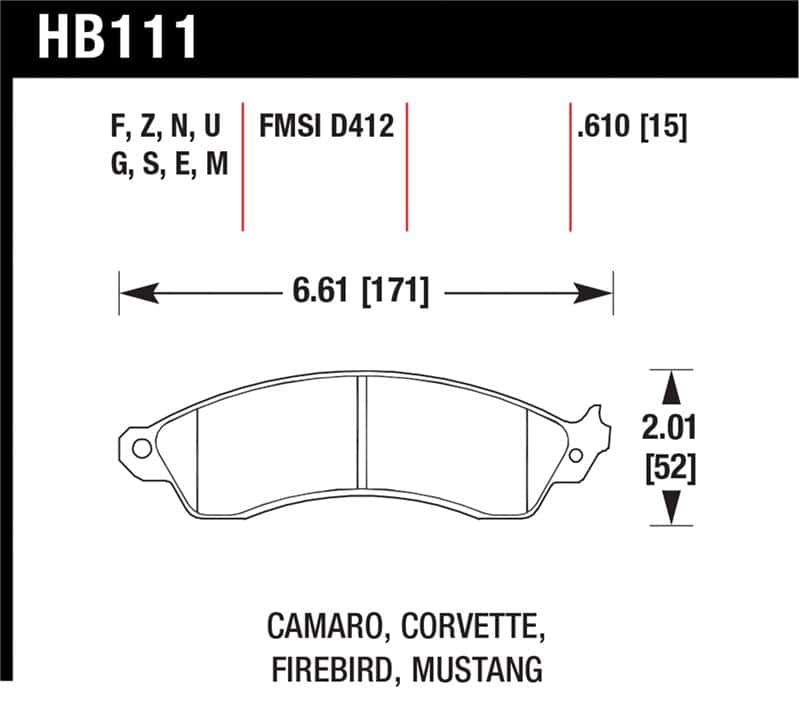 Hawk Performance — Hawk 94-04 Mustang Cobra / 88-95 Corvette 5.7L / 88-92 Camaro w/ Hvy Duty Brakes Front HPS Street Br
Disc Brake Pad - view 1