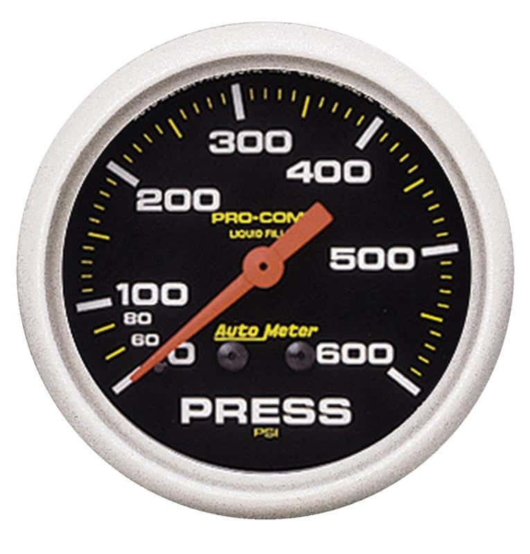 AutoMeter — Autometer 2-5/8in Pro-Comp Liquid Filled Mechanical 600 PSI Pressure Gauge
2-5/8" PRESS GA, 0-6 - view 1