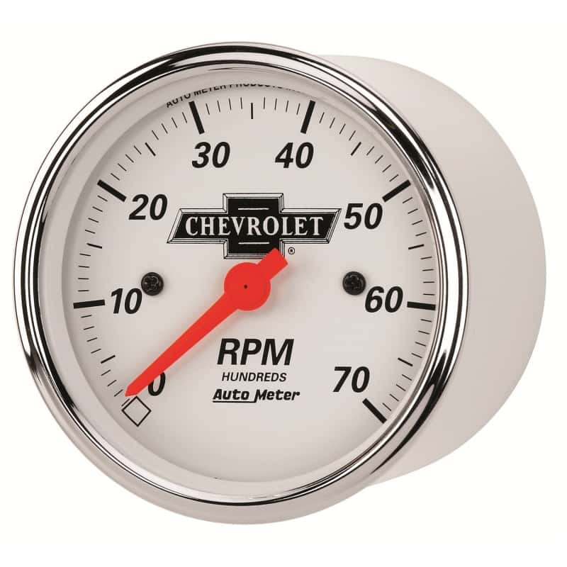 AutoMeter — Autometer Arctic White GM 3-1/8in 7000RPM 4, 6, 8 Cyl Electrical Tachometer Gauge
GA 3-1/8" 7K RPM CV - view 5