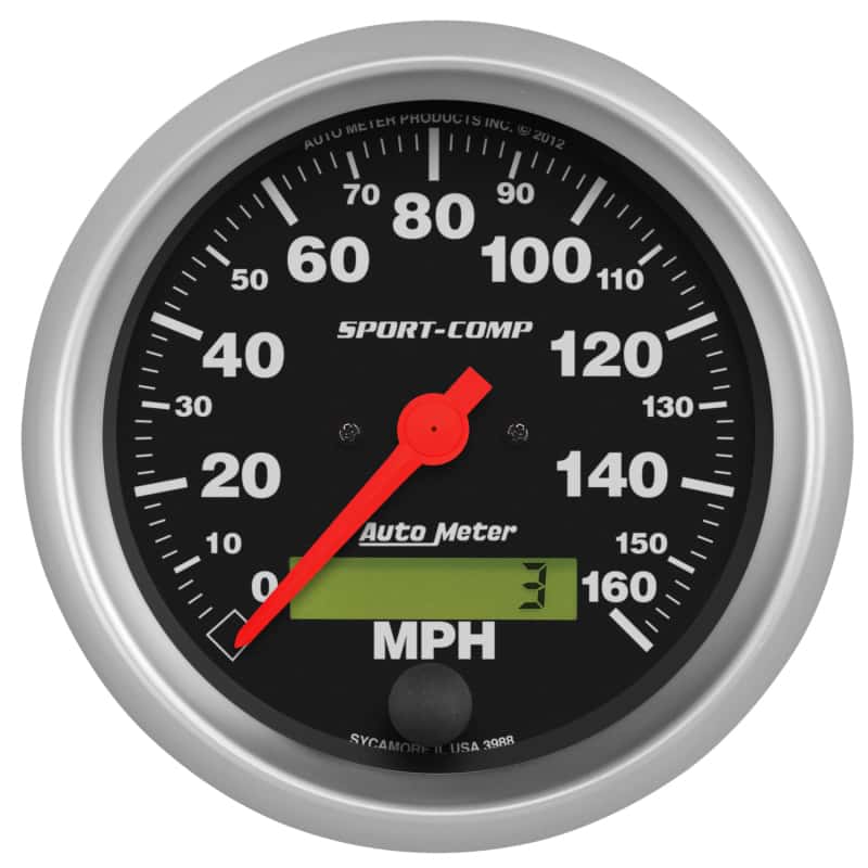 AutoMeter — Autometer Sport-Comp 3-3/8 inch 160 MPH Electronic Speedometer Gauge
3-3/8" SPEEDO, 160 M - view 1