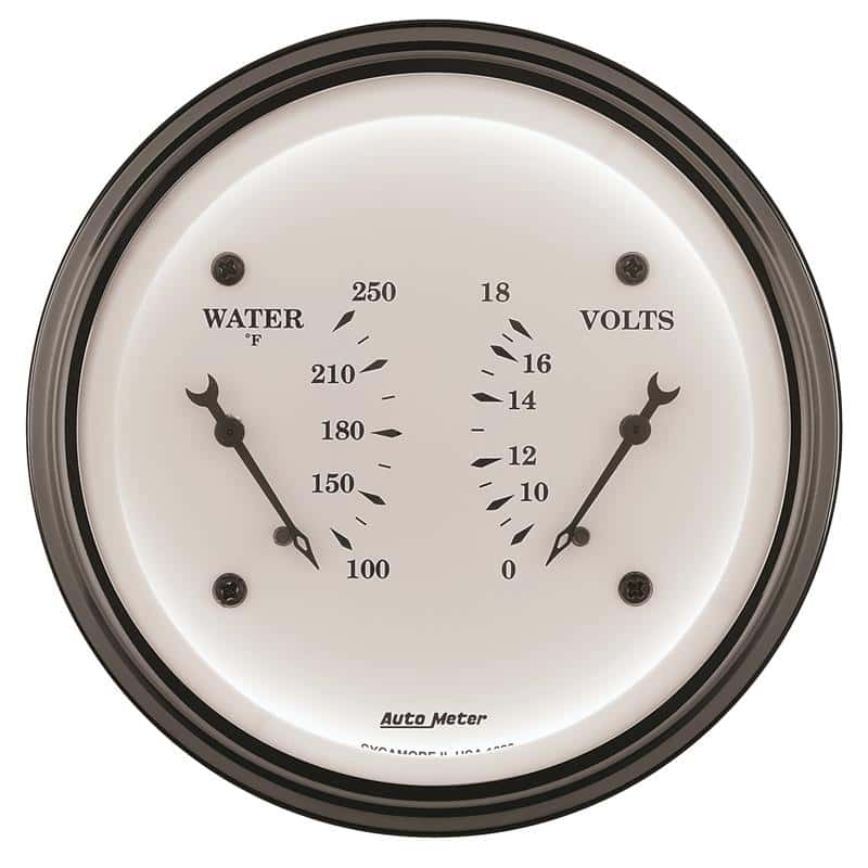 AutoMeter — AutoMeter Gauge Dual Wtmp & Volt 3-3/8in. 250 Deg. F & 18V Elec Old Tyme White
3-3/8" DUAL, WATER T - view 2