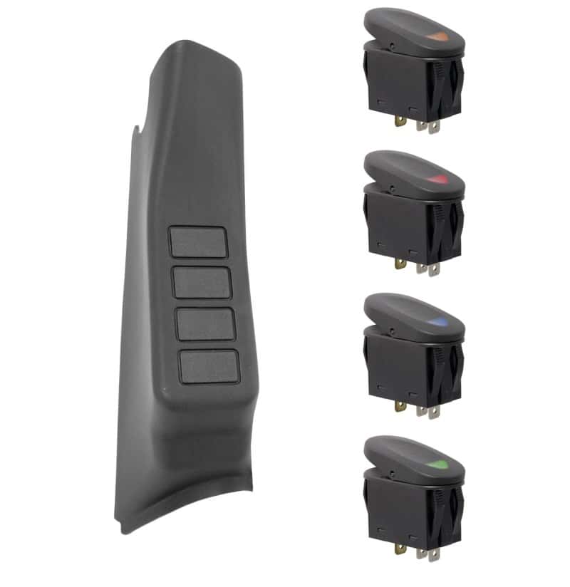 Rugged Ridge — Rugged Ridge A-Pillar 4 Switch Pod Black RHD 11-18 Jeep Wrangler JK
RkrSwitchandCoverSet
OFFROAD_INTERIOR - view 1