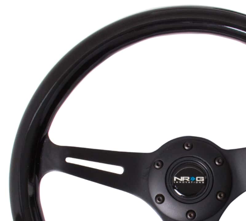 NRG — NRG Classic Wood Grain Steering Wheel (350mm) Black Paint Grip w/Black 3-Spoke Center - view 3
