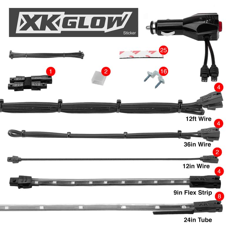 XKGLOW — XK Glow Single Color XKGLOW UnderglowLED Accent Light Car/Truck Kit Blue - 8x24In Tube + 4x8In Strip - view 3