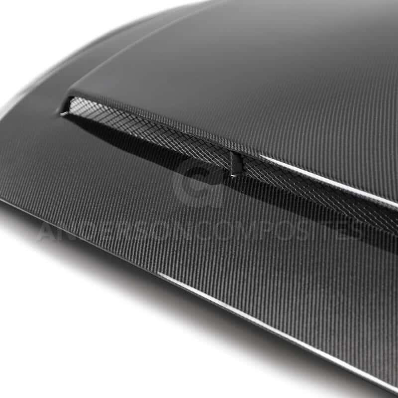 Anderson Composites — Anderson Composites 2018 Ford Mustang Super Snake Double Sided Carbon Fiber Hood - view 4