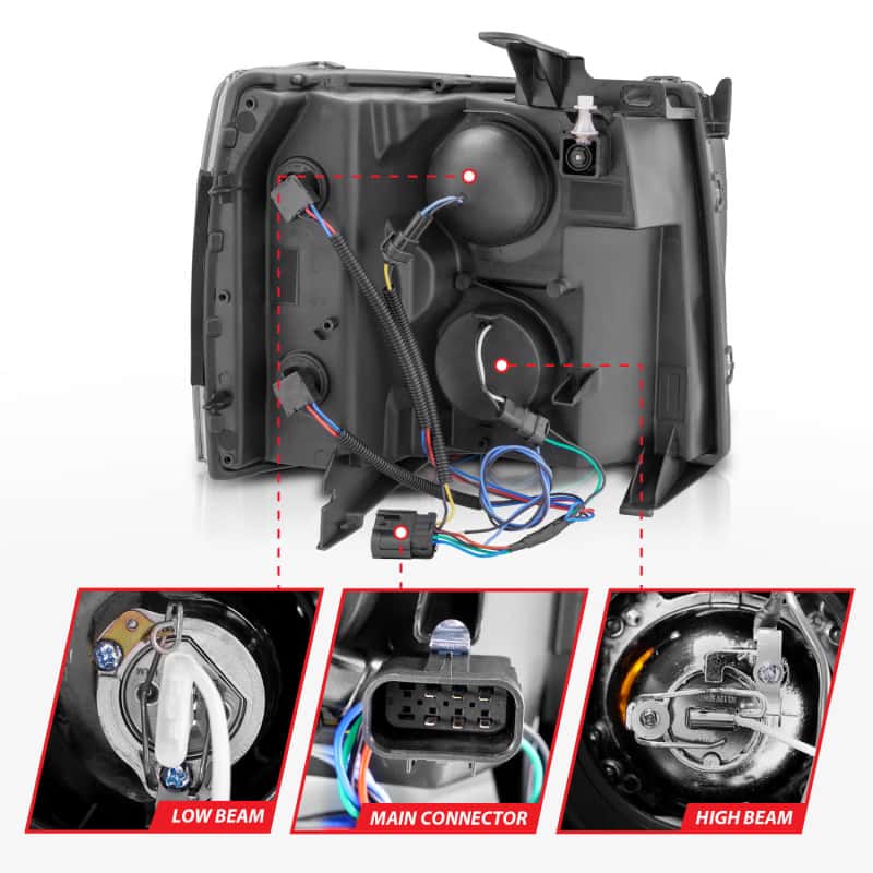 ANZO — ANZO 2007-2013 Chevrolet Silverado 1500 Projector Headlights w/ Halo Black
Head Light Set
HdLtSet - view 12