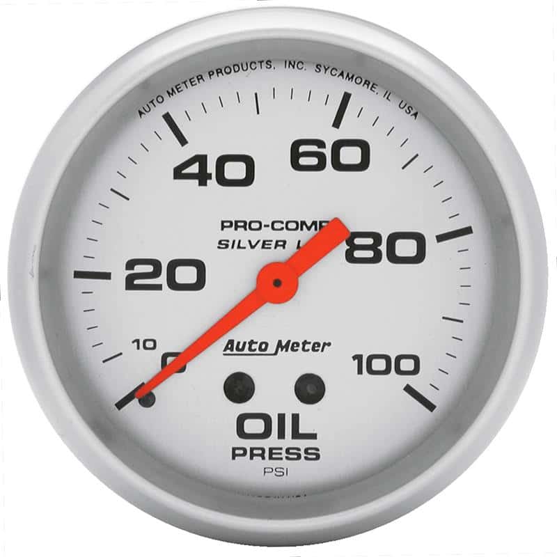 AutoMeter — Autometer Ultra-Lite 2.625in Liquid Filled Mechanical 100 PSI Silver Oil Pressure Gauge
2-5/8" OIL PRESS, 0- - view 2