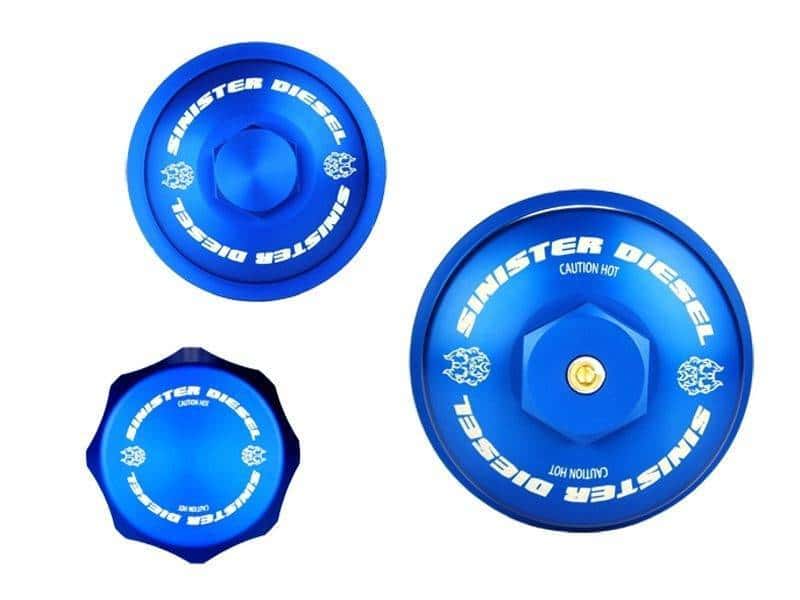 Sinister Diesel — Sinister Diesel 03-07 Ford 6.0L Billet Blue Cap Kit
Engine Dress Kit - view 5