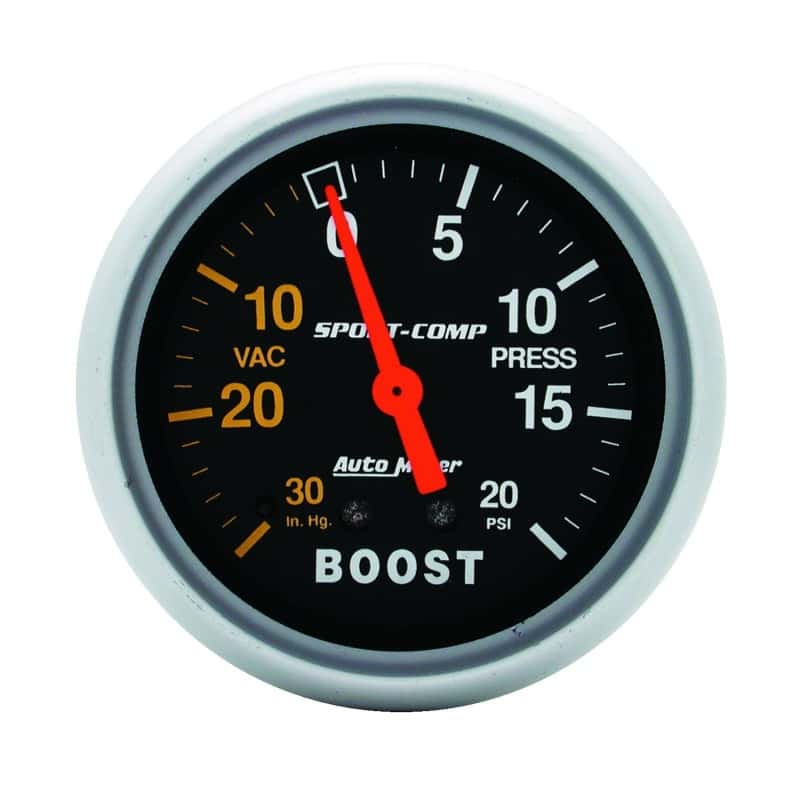 AutoMeter — Autometer Sport-Comp 2-5/8in 30 IN HG/20 PSI Mechanical Boost/Vacuum Gauge
2-5/8" BOOST-VAC/PRE - view 1