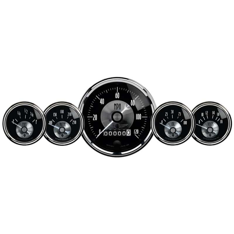 AutoMeter — Autometer Prestige Series Black Diamond 3-3/8in Electric Speedometer 2-1/16in Electric Oil Pressure - view 2