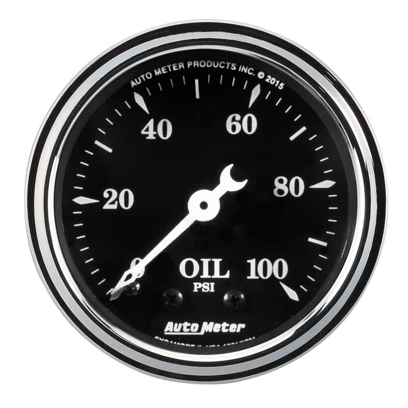 AutoMeter — Auto Meter Gauge Oil Press 2 1/16in 100psi Mech Old Tyme Black
2" OIL PRESS, 0-100 - view 1