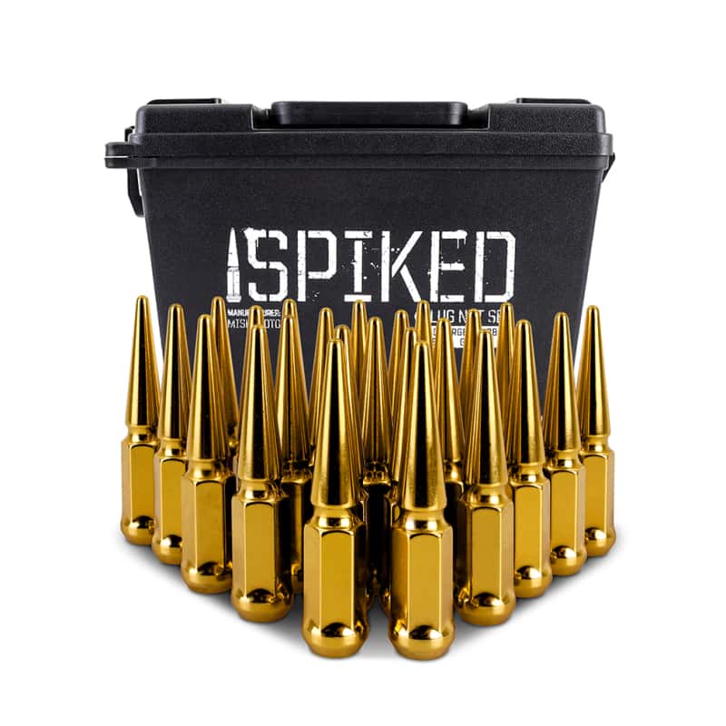 Mishimoto — Mishimoto Mishimoto Steel Spiked Lug Nuts M12 x 1.5 24pc Set Gold
Spiked Lug Nuts - view 4