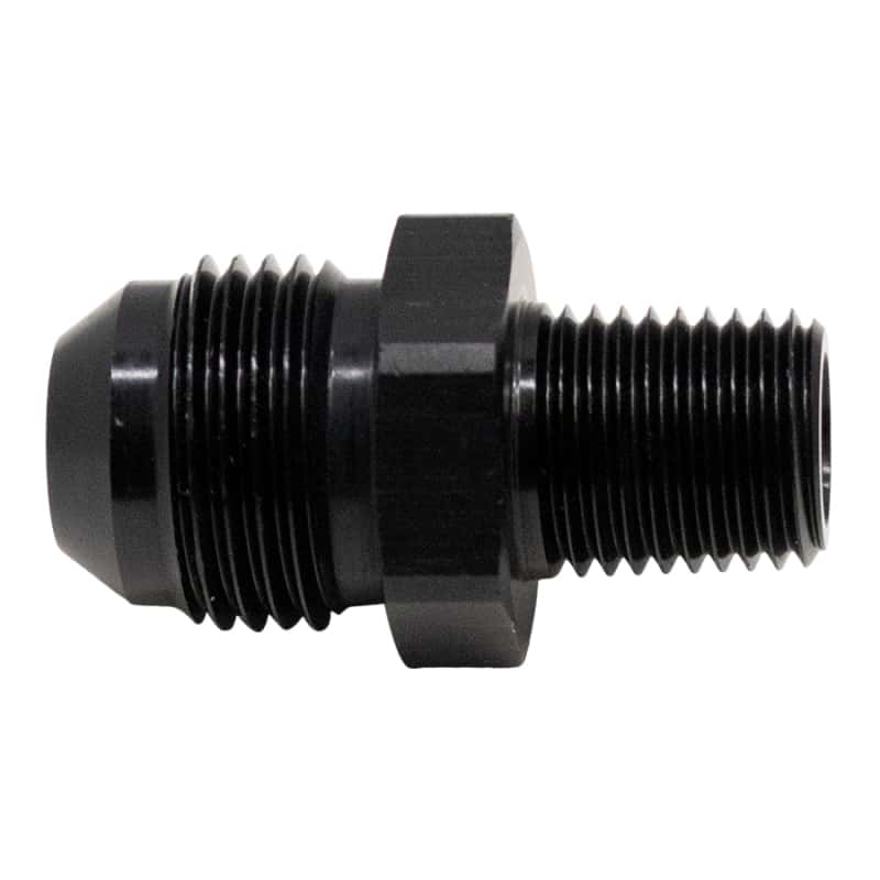 DeatschWerks — DeatschWerks 8AN Male Flare to 1/4in Male NPT Adapter - Anodized Matte Black
Lines & Fittings - view 1