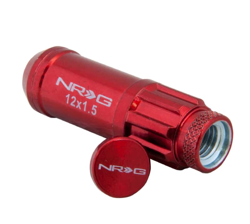 NRG — NRG 700 Series M12 X 1.5 Steel Lug Nut w/Dust Cap Cover Set 21 Pc w/Locks & Lock Socket - Red - view 3