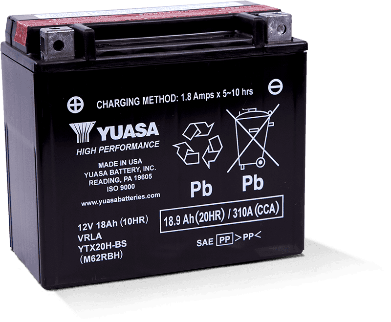 Yuasa Battery — Yuasa YTX20H-BS High Performance AGM 12-Volt Battery w/Bottle - view 2