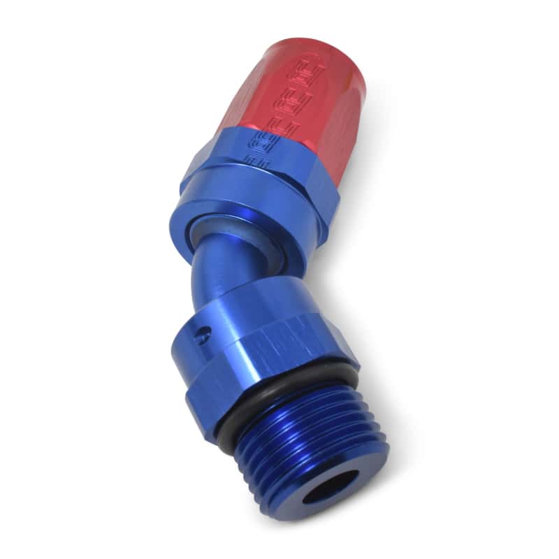 Russell — Russell Performance -10 AN Red/Blue 45 Degree Swivel Dry Sump Hose End (-8 Port 3/4in-16 Thread)
Hose Fitting - view 6