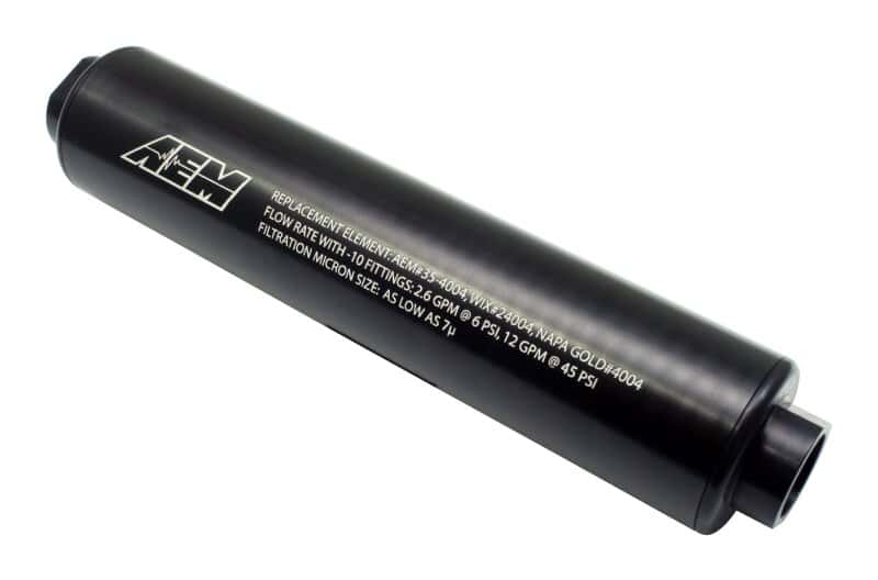 AEM — AEM Universal High Flow -10 AN Inline Black Fuel Filter
Hi Vol Fuel Filter - view 2
