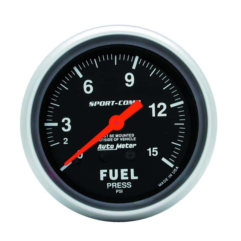 AutoMeter — Autometer Sport-Comp 2 5/8in 0-15 PSI Mechanical Fuel Pressure Gauge
2-5/8" FUEL PRESS, 0 - view 2