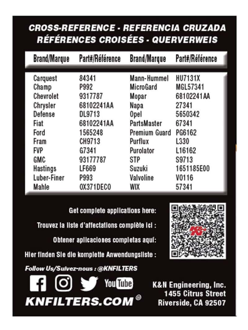 K&N Engineering — K&N Performance Oil Filter - 14-18 Fiat 500L 1.4L L4 Gas - view 9