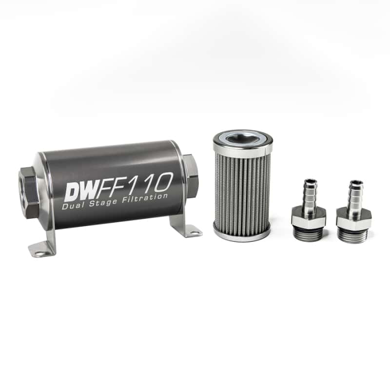 DeatschWerks — DeatschWerks Stainless Steel 3/8in 100 Micron Universal Inline Fuel Filter Housing Kit (110mm)
Filtration - view 2