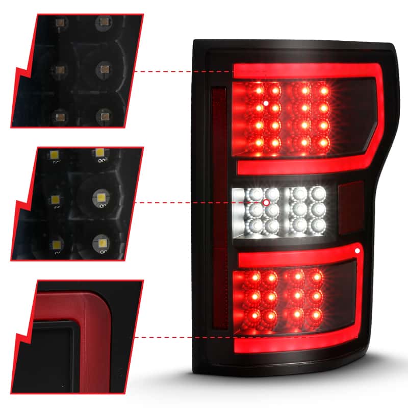 ANZO — ANZO 18-19 Ford F-150 LED Taillight Black Housing Clear Lens Red Light Bar W/Sequential
Tail Light Set
TailLightSet - view 11