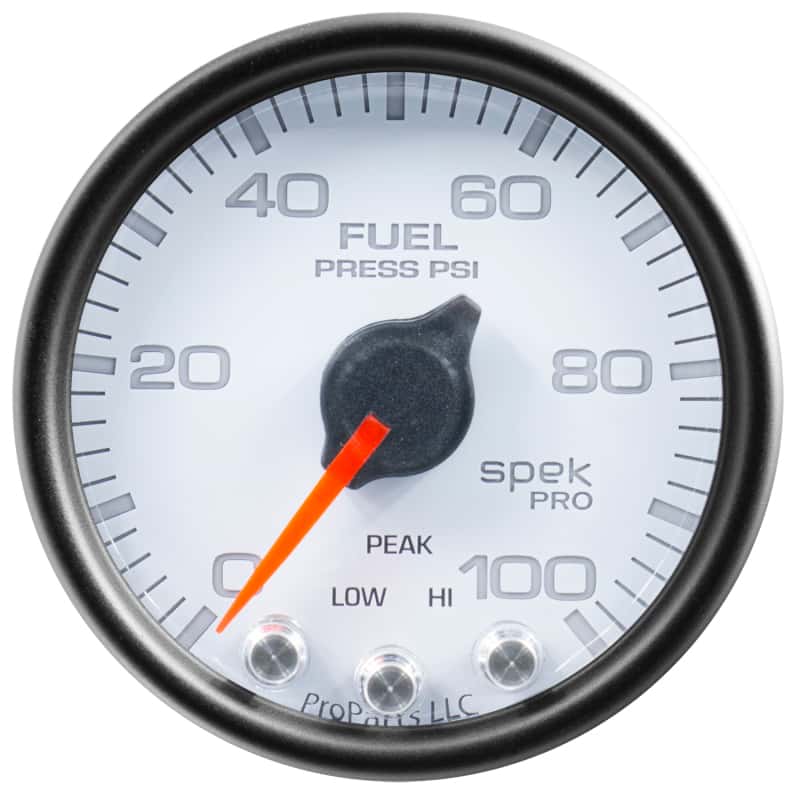 AutoMeter — Autometer Spek-Pro Gauge Fuel Press 2 1/16in 100psi Stepper Motor W/Peak & Warn Wht/Blk
GA 2" FP 100 WCB SPK - view 4
