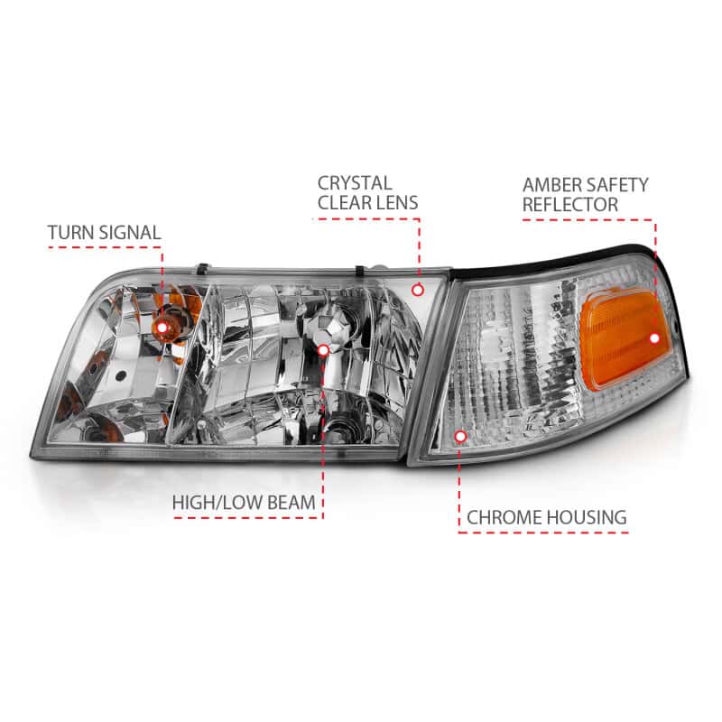 ANZO — ANZO 1998-2005 Ford Crown Victoria Crystal Headlight Chrome With Bumper Light (OE)
Head Light Set
HdLtSet - view 9