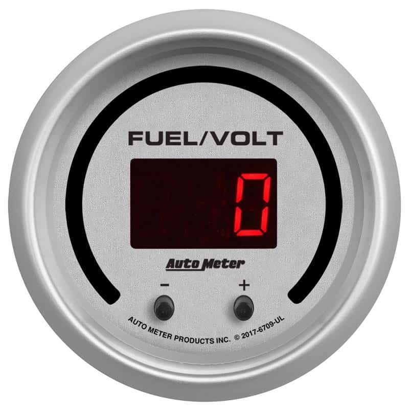 AutoMeter — Autometer 52.4mm Silver Switchable 0-100 Fuel Level/8-18V Voltmeter Ultra-Lite Elite Digital Gauge - view 2