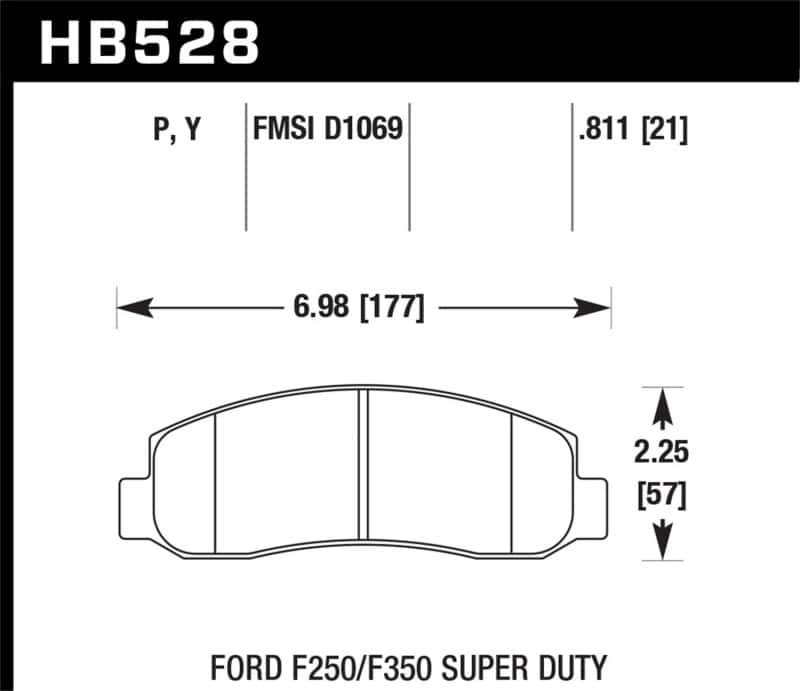 Hawk Performance — Hawk 05-11 Ford F250/F350 / 2011 Ford F550 Super Duty Street Front Brake Pads
Disc Brake Pad - view 3