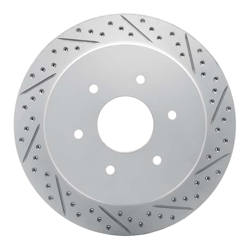 R1 Concepts — R1 17-24 Nissan Titan Rear Right Drilled & Slotted Geo-Carbon Rotor - view 1
