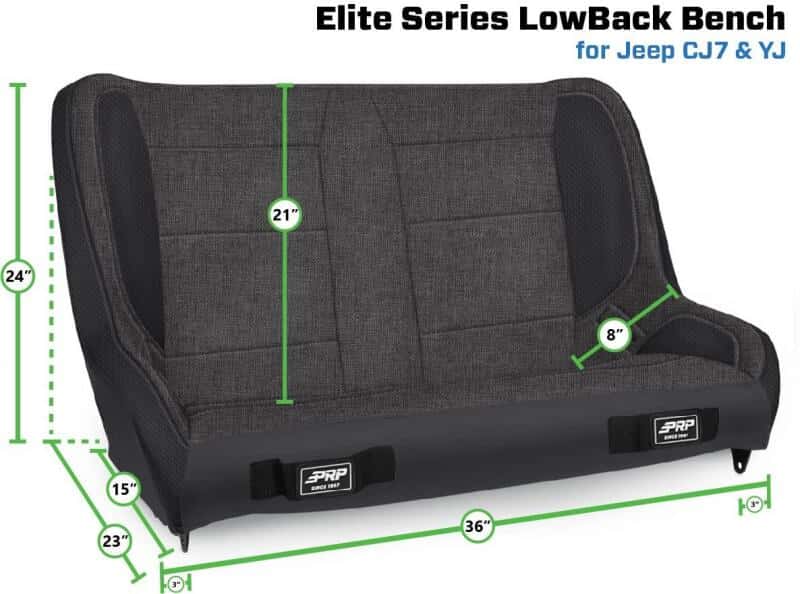 PRP Seats — PRP Jeep CJ-7/Wrangler YJ Elite Series Suspension Bench Seat
Bench - view 5