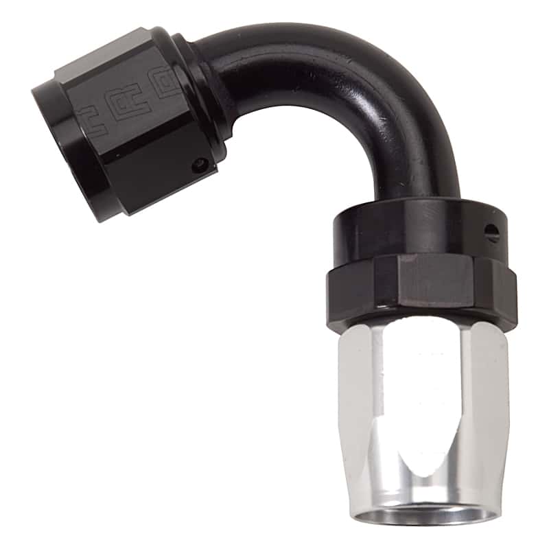Russell — Russell Performance -8 AN Black/Silver 120 Degree Tight Radius Full Flow Swivel Hose End
Hose Fitting - view 2