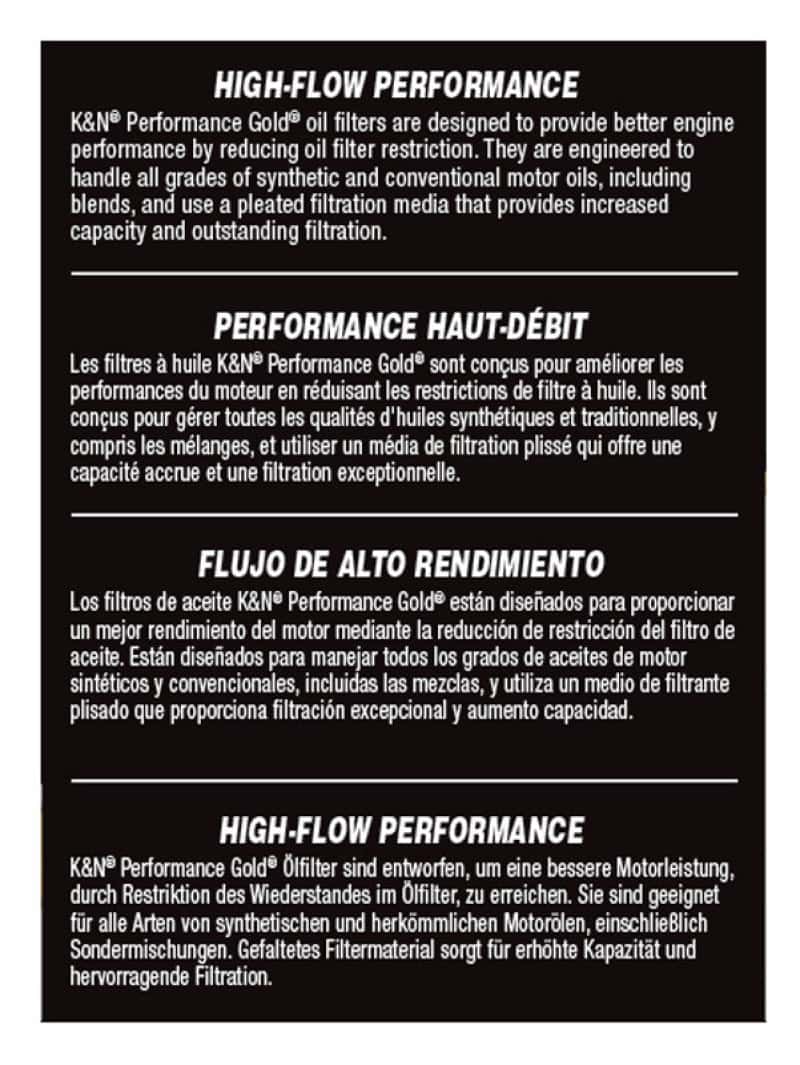 K&N Engineering — K&N Performance Oil Filter - 14-18 Fiat 500L 1.4L L4 Gas - view 8