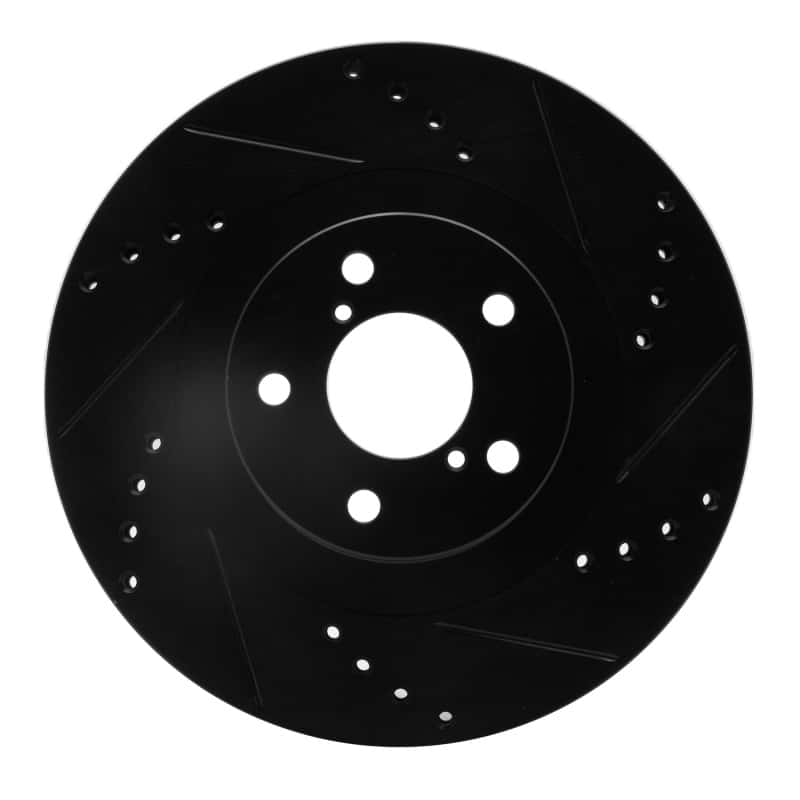 R1 Concepts — R1 01-08 Saab 9-2X Front Right Drilled & Slotted Black Brake Rotor
R1 Brake Rotor Drill - view 1