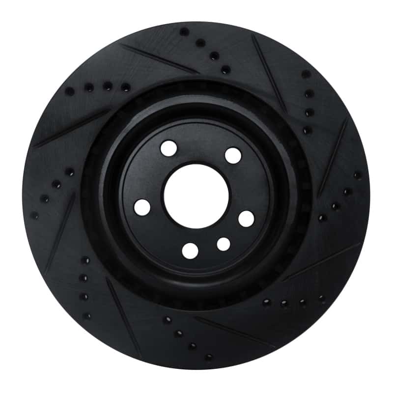 R1 Concepts — R1 2017-2020 Jaguar I-Pace Rear Left Drilled & Slotted Black Brake Rotor
R1 Brake Rotor Drill - view 5