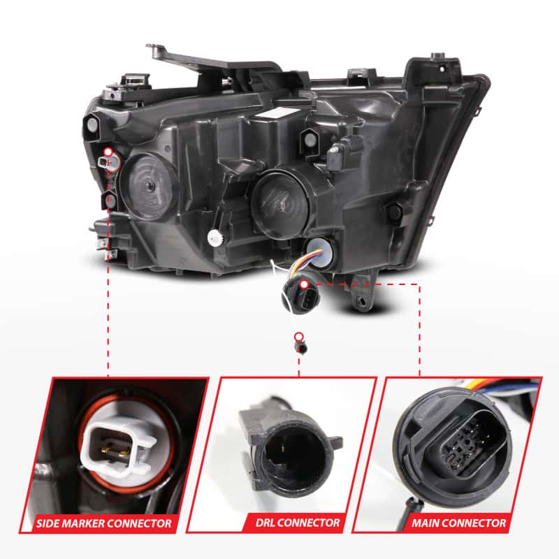 ANZO — ANZO 19-24 RAM 1500 (New Body/OE Halogen) Full LED Proj Headlights DRL/SeqSig Black - Pass. Side - view 11