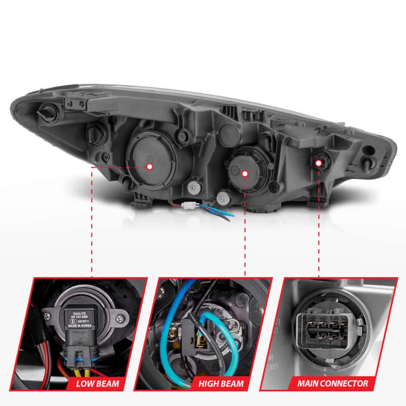 ANZO — ANZO 2014-2016 Kia Forte Projector Headlights w/ Light Bar Black Housing w/ DRL
Head Light Set
HdLtSet - view 12