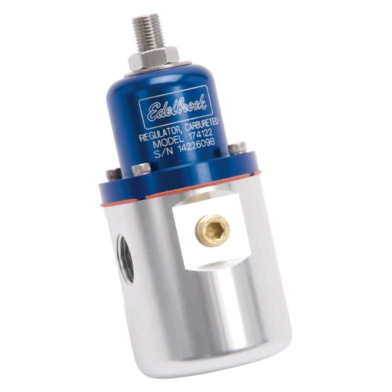 Edelbrock — Edelbrock Fuel Pressure Regulator Carbureted 160 GPH 5-10 PSI 3/8In In/Out Returnless Blue/Clear
PUMPS - view 4