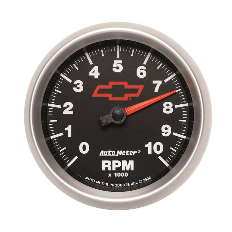 AutoMeter — AutoMeter Gauge Tachometer 3-3/8in. 10K RPM In-Dash Chevy Red Bowtie Black
3-3/8" TACH, 10,000 - view 2