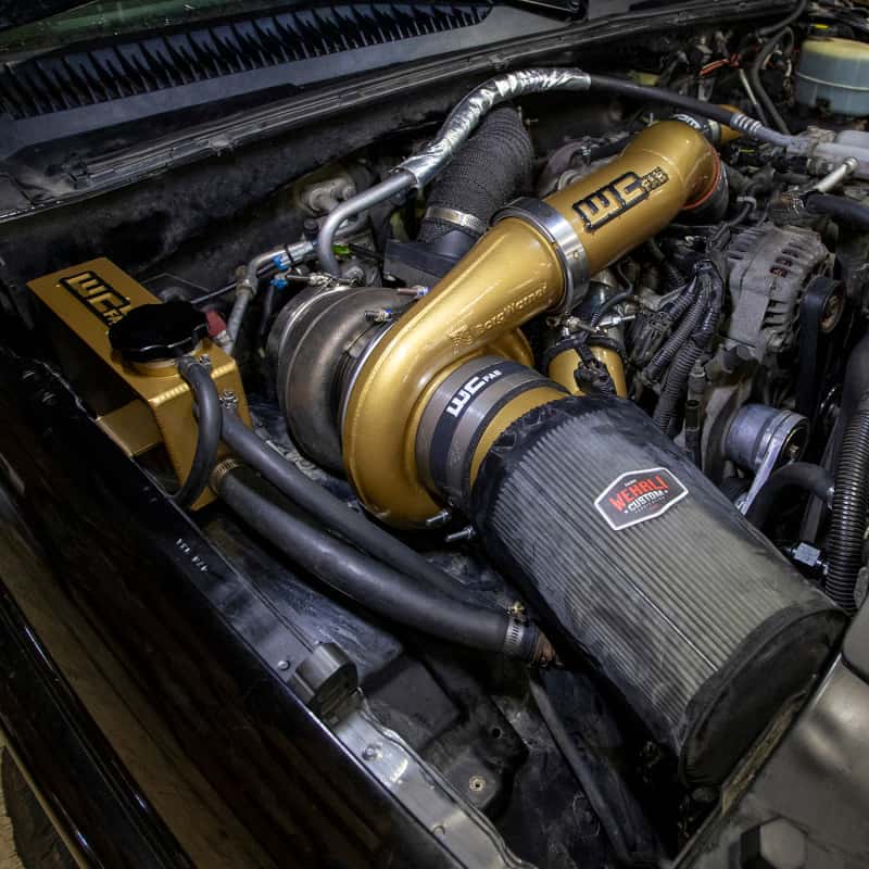 Wehrli — Wehrli 01-04 Chevrolet 6.6L LB7 Duramax S400 Twin Turbo Kit (No Turbo) - WCFab Grey
S400/Stk 01-04 GRY - view 3