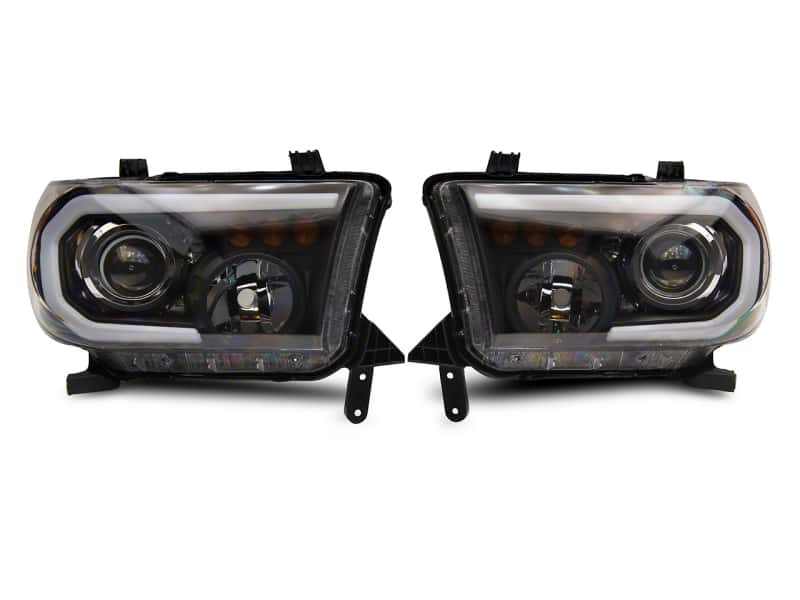 Raxiom — Raxiom 07-13 Toyota Tundra Axial Projector Headlights w/ SEQL LED Bar- Blk Housing (Clear Lens)
Headlights - view 1