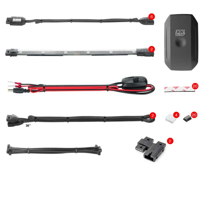 XKGLOW — XK Glow Strip Million Color XKCHROME Smartphone App ATV/Motorcycle LED Light Kit 6xPod + 2x10In - view 1
