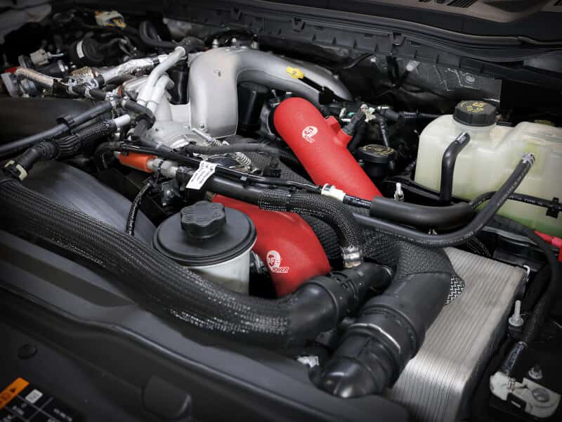 aFe — aFe 23-25 Ford F250/F350 Super Duty V8-6.7L BladeRunner Aluminum Hot & Cold Charge Pipe Kit - Red
Charge Pipe Kit - view 8