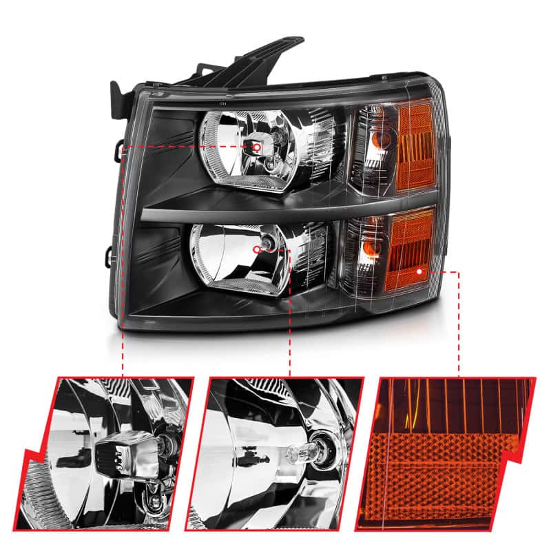 ANZO — ANZO 2007-2013 Chevrolet Silverado Crystal Headlights Black
Crystal Headlights
Head Light Set - view 4
